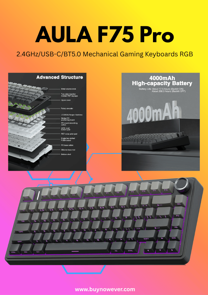 AULA F75 Pro Wireless Mechanical Keyboard RGB