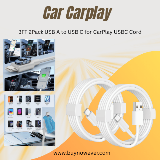 Car Carplay 2-Pack USB A to USB C Cable