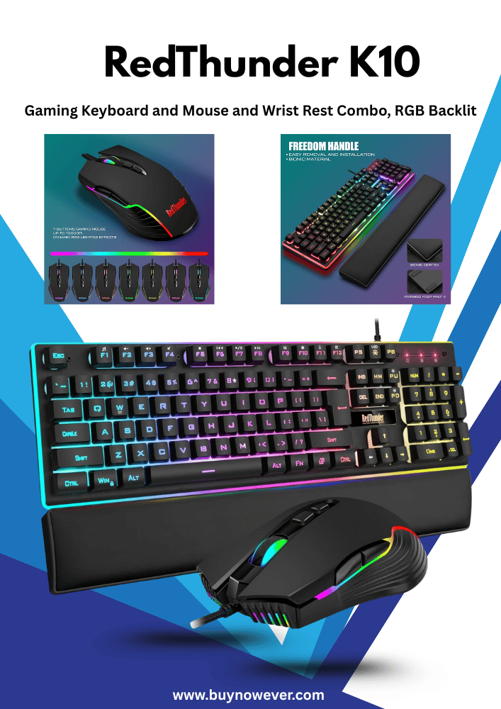 RedThunder K10 Wired Gaming Keyboard and Mouse
