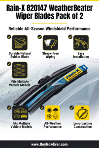 Rain-X 820147 WeatherBeater Wiper Blades Pack of 2 4 Rain-X 820147 WeatherBeater